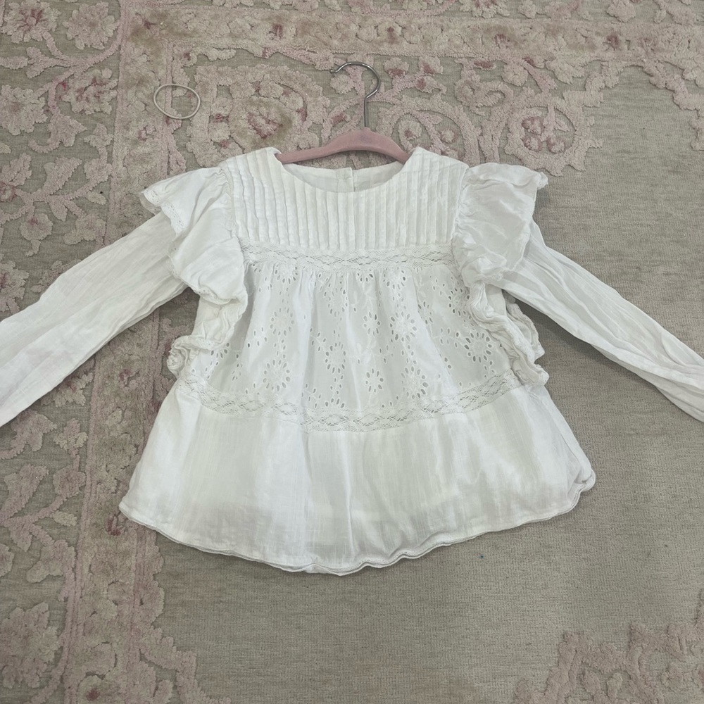 Zara white ruffle blouse